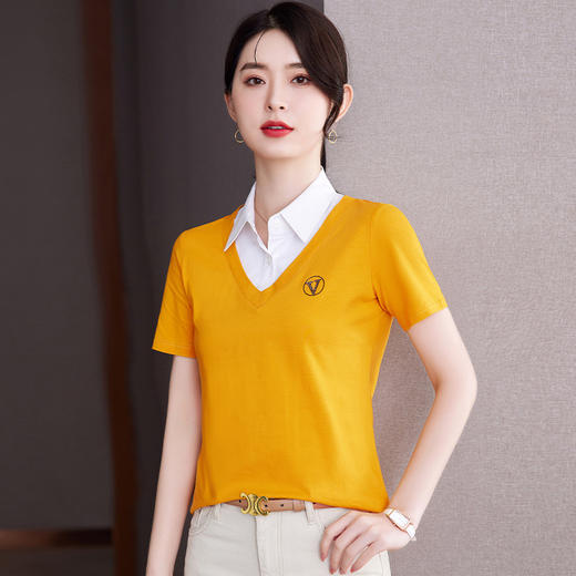 棉质假两件T恤，新款时尚百搭休闲上衣QB-LL89037 商品图0