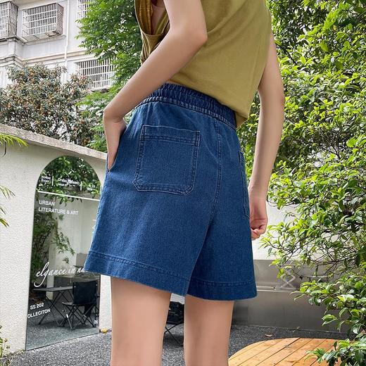 黛唯梵 【拉长你的大腿】牛仔短裤夏季2022新款，女潮ins高腰显瘦a字阔腿中裤，网红宽松五分裤七夕情人节 商品图3
