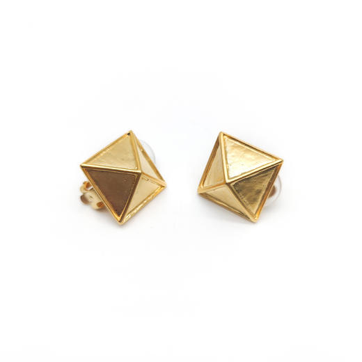北京仓｜KJL-Satin Gold Pyramid-金色 方形 耳夹（无需耳洞）［美国设计师］ 商品图1