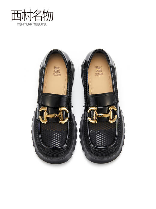 西村名物2022夏季款时尚方根乐福鞋网状金属扣休闲百搭女鞋19811 商品图3