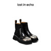 lost in echo 设计师品牌双层斜方头一脚蹬擦色短靴 商品缩略图0