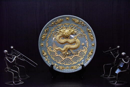 中华老字号蔡氏漆线雕正九龙盘（哥窑10英寸） 商品图0