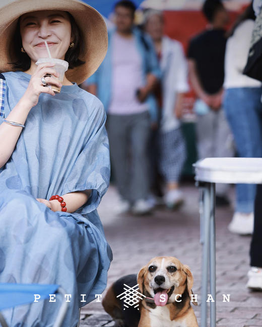 PETIT SCHAN小闪 CLO#095  Blue Balloon 蓝气球 桑蚕丝棉轻薄款法式茧型连衣裙 商品图1