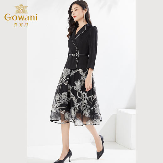 乔万尼新款设计款连衣裙假两件套装礼服小香风EF3E815 商品图1