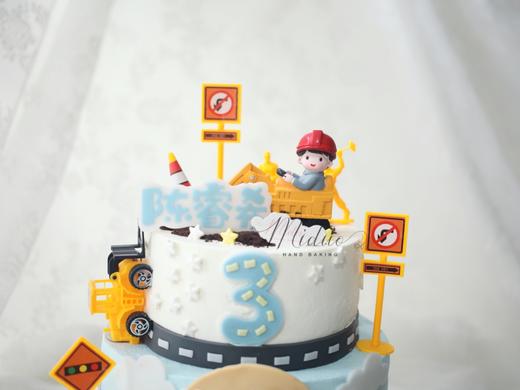 男孩款 挖土机工程车 卡通 周岁 双层蛋糕 商品图1