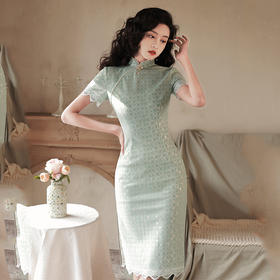 清新文艺，新款改良旗袍年轻款复合蕾丝仙女裙旗袍HX-272