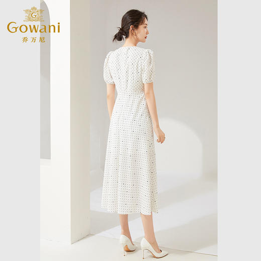 乔万尼白色连衣裙女新款气质法式高级感显瘦长裙DF2E412 商品图3