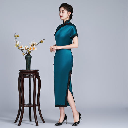 LHS-20266全开襟一片式古法旗袍年轻款新款民国风短袖夏季改良版宽松连衣裙 商品图2