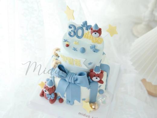 男孩款 可爱小熊 周岁 翻糖玩偶 双层蛋糕 商品图4