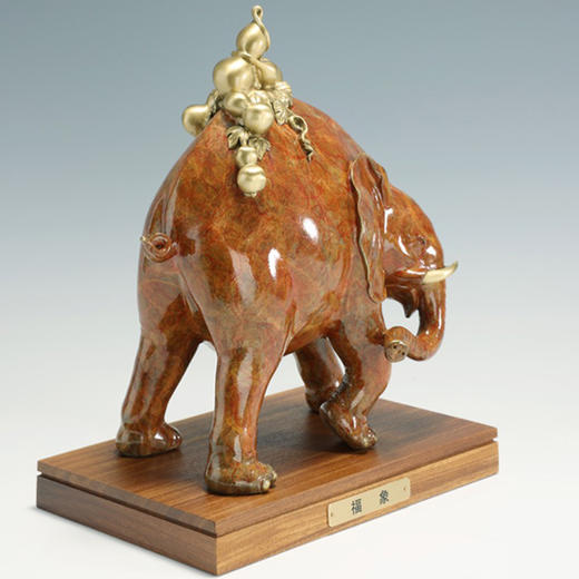 中华老字号朱府铜艺福象古青蓝（高温铜彩） 商品图6