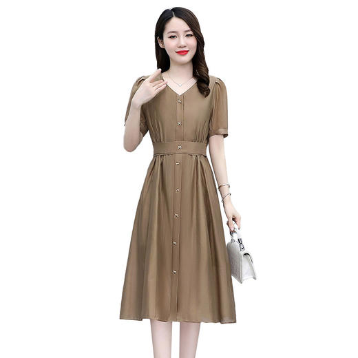 夏季新款V领时尚百搭气质女神收腰显瘦中长裙HR-WY3159 商品图4