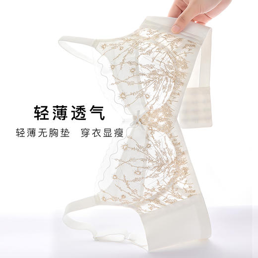 梦芭蒂艾草抑菌内衣女夏季超薄款文胸大胸显小无钢圈胸罩追光精灵 商品图3