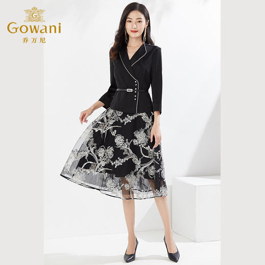 乔万尼新款设计款连衣裙假两件套装礼服小香风EF3E815 商品图4