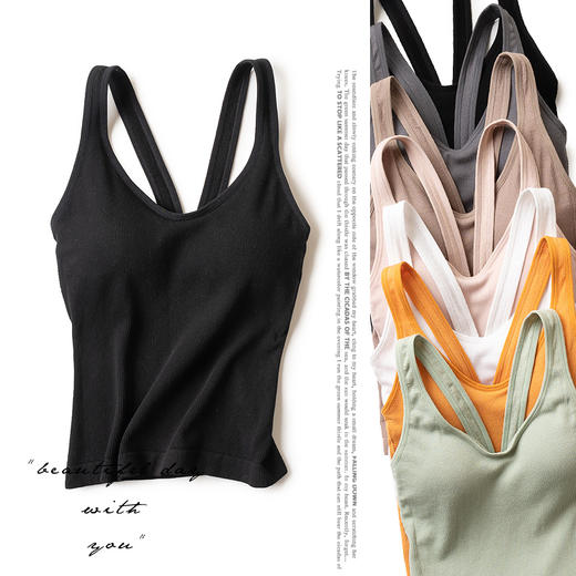 【7.30 50积分+79.9元】春季自带薄胸垫内衣背心黑色*2（黑/绿/黄/粉可选） 商品图1