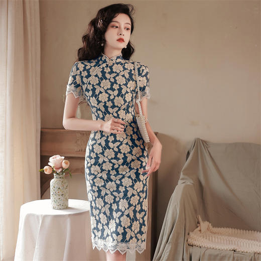 清新文艺，新款改良旗袍年轻款复合蕾丝仙女裙旗袍HX-272 商品图2
