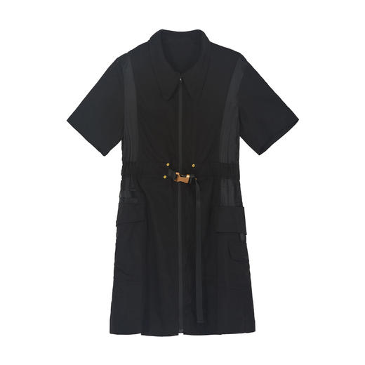 谜底2022夏季新款工装感拼接尖领收腰莱赛尔连衣裙225ML6045 商品图4