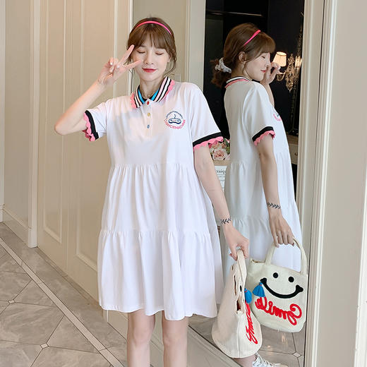 【完美修饰孕妈妈的身材】孕妇装潮妈夏季小清新polo领娃娃孕妇连衣裙 商品图1