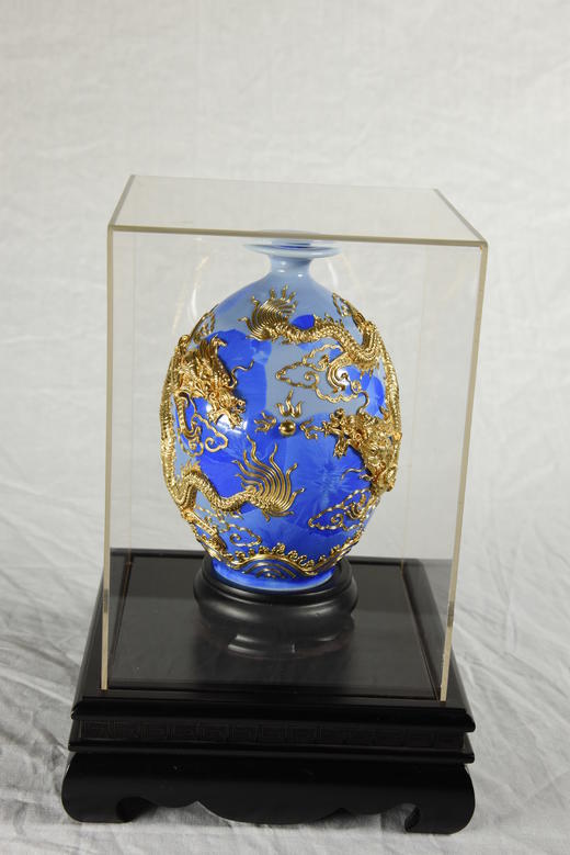 中华老字号蔡氏漆线雕双龙橄榄瓶（8英寸结晶釉） 商品图4