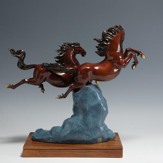 中华老字号朱府铜艺骏马奔腾古银红（高温铜彩） 商品图6