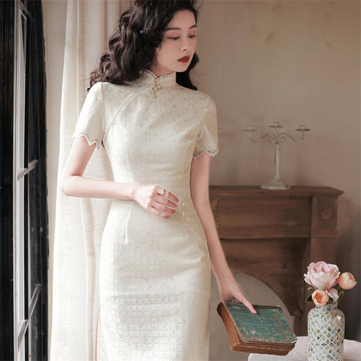 清新文艺，新款改良旗袍年轻款复合蕾丝仙女裙旗袍HX-272 商品图1