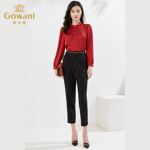 乔万尼裤子女新款爆款黑色锥形裤显瘦百搭长裤EF3F807 商品图3