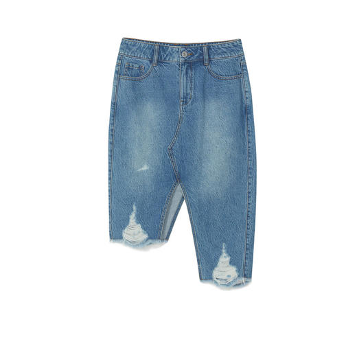 谜底牛仔裙女2022秋新品设计小众不对称开叉半身裙223MB1016 商品图4