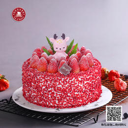 一鹿有你 - 卡通栗子红豆红丝绒动物稀奶油草莓水果范记生日蛋糕