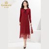 乔万尼新款收腰连衣裙韩系设计感显瘦红色礼服EF3E813 商品缩略图3