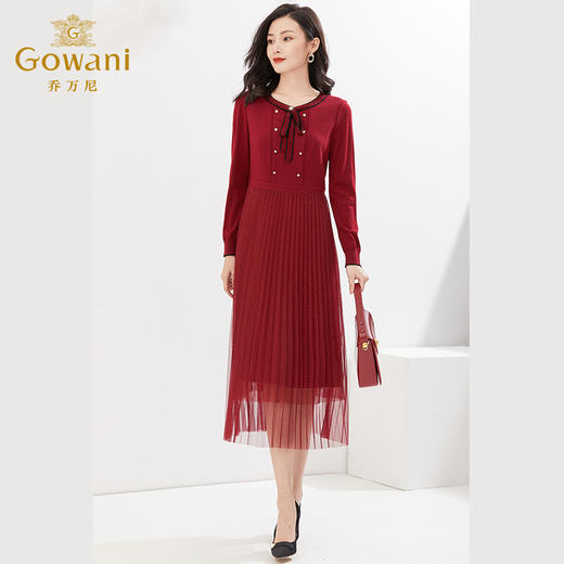 乔万尼新款收腰连衣裙韩系设计感显瘦红色礼服EF3E813 商品图3