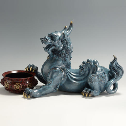 中华老字号朱府铜艺聚财貔貅古青蓝（高温铜彩） 商品图3