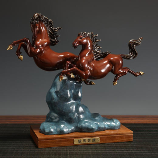 中华老字号朱府铜艺骏马奔腾古银红（高温铜彩） 商品图5