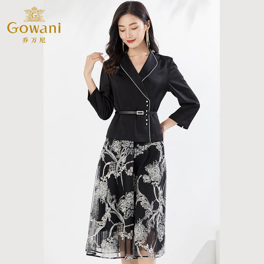 乔万尼新款设计款连衣裙假两件套装礼服小香风EF3E815 商品图3