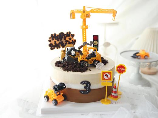 男孩款 挖土机工程车 卡通 周岁蛋糕 商品图0