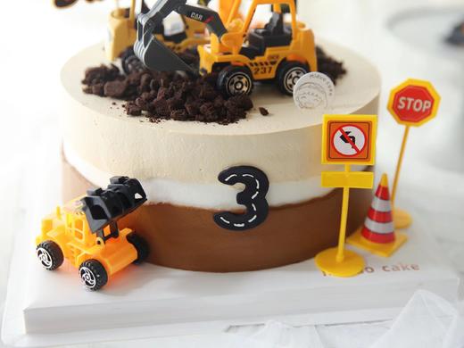 男孩款 挖土机工程车 卡通 周岁蛋糕 商品图2