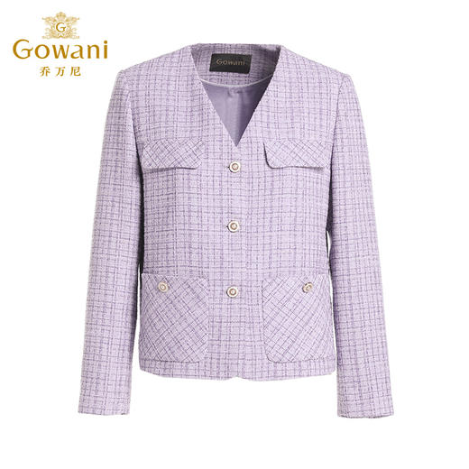 乔万尼短款小香风外套女新款高级精致感气质紫色EF3B821 商品图4