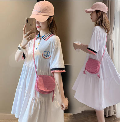 【完美修饰孕妈妈的身材】孕妇装潮妈夏季小清新polo领娃娃孕妇连衣裙 商品图5