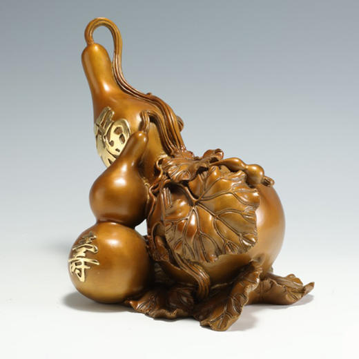 中华老字号朱府铜艺福寿葫芦古茶切金（高温铜彩） 商品图4