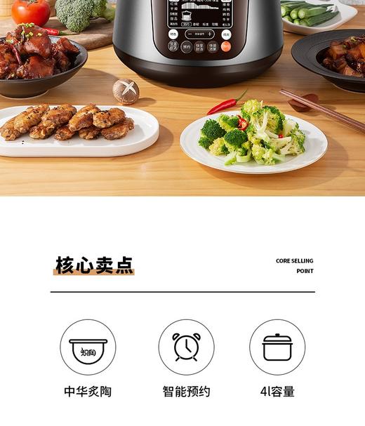 苏泊尔TG40YC5电炖锅智能全自动煲汤电砂锅紫砂陶瓷炖汤煮粥家用 商品图0