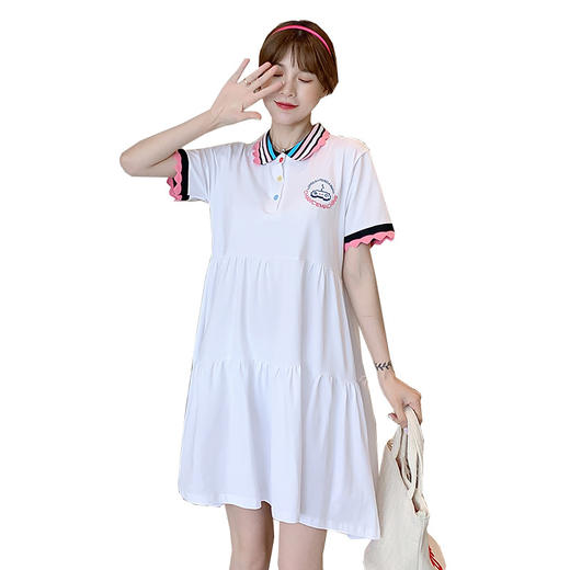 【完美修饰孕妈妈的身材】孕妇装潮妈夏季小清新polo领娃娃孕妇连衣裙 商品图4