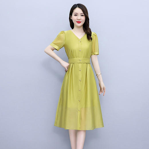 夏季新款V领时尚百搭气质女神收腰显瘦中长裙HR-WY3159 商品图1