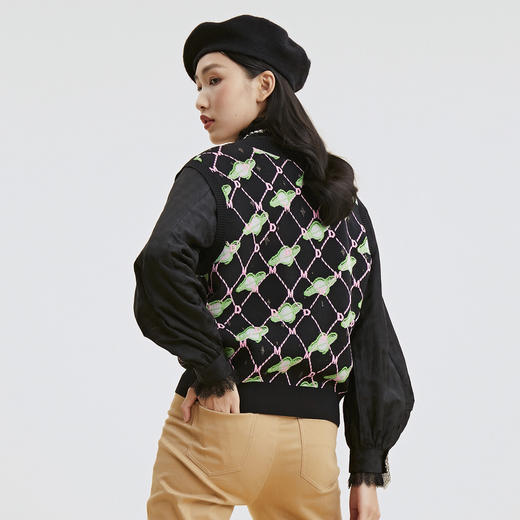 谜底2022秋季新款复古学院合体V领套头背心毛衣外套女227MZ6144 商品图2