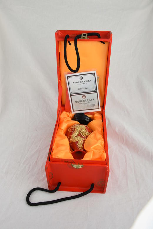 中华老字号蔡氏漆线雕祥龙玉壶春瓶（5英寸红釉） 商品图4