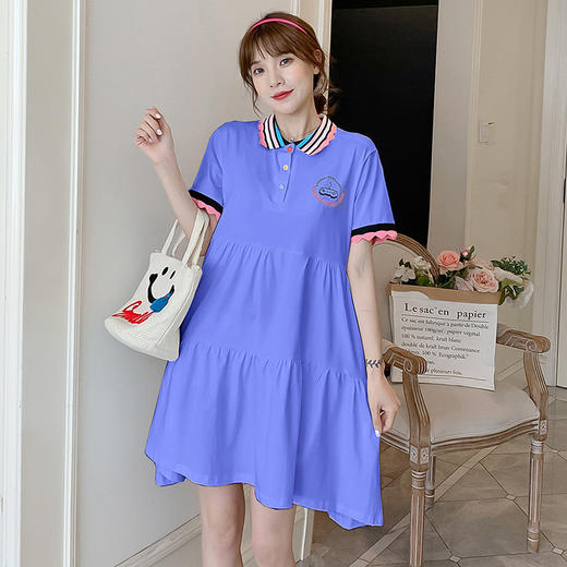 【完美修饰孕妈妈的身材】孕妇装潮妈夏季小清新polo领娃娃孕妇连衣裙 商品图2