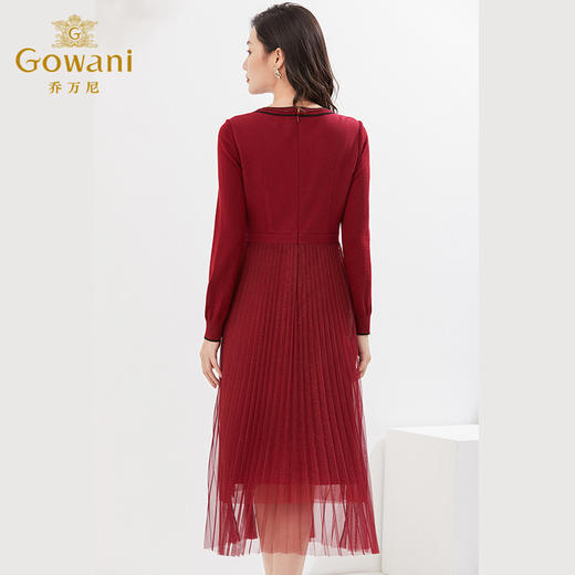 乔万尼新款收腰连衣裙韩系设计感显瘦红色礼服EF3E813 商品图4