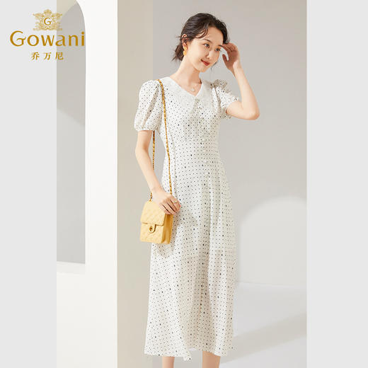 乔万尼白色连衣裙女新款气质法式高级感显瘦长裙DF2E412 商品图2