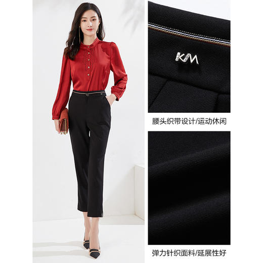 乔万尼裤子女新款爆款黑色锥形裤显瘦百搭长裤EF3F807 商品图2