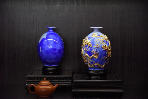 中华老字号蔡氏漆线雕双龙橄榄瓶（8英寸结晶釉） 商品图2