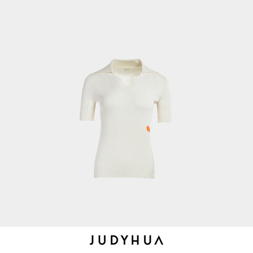 JUDYHUA 刺绣红唇Polo领针织上衣 商品图3