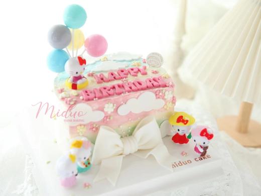 女孩款 Kitty乐园 少女心 粉色系 蝴蝶结 周岁 翻糖蛋糕 商品图0