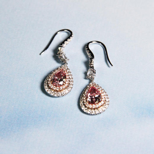 天然粉钻耳环 商品图0